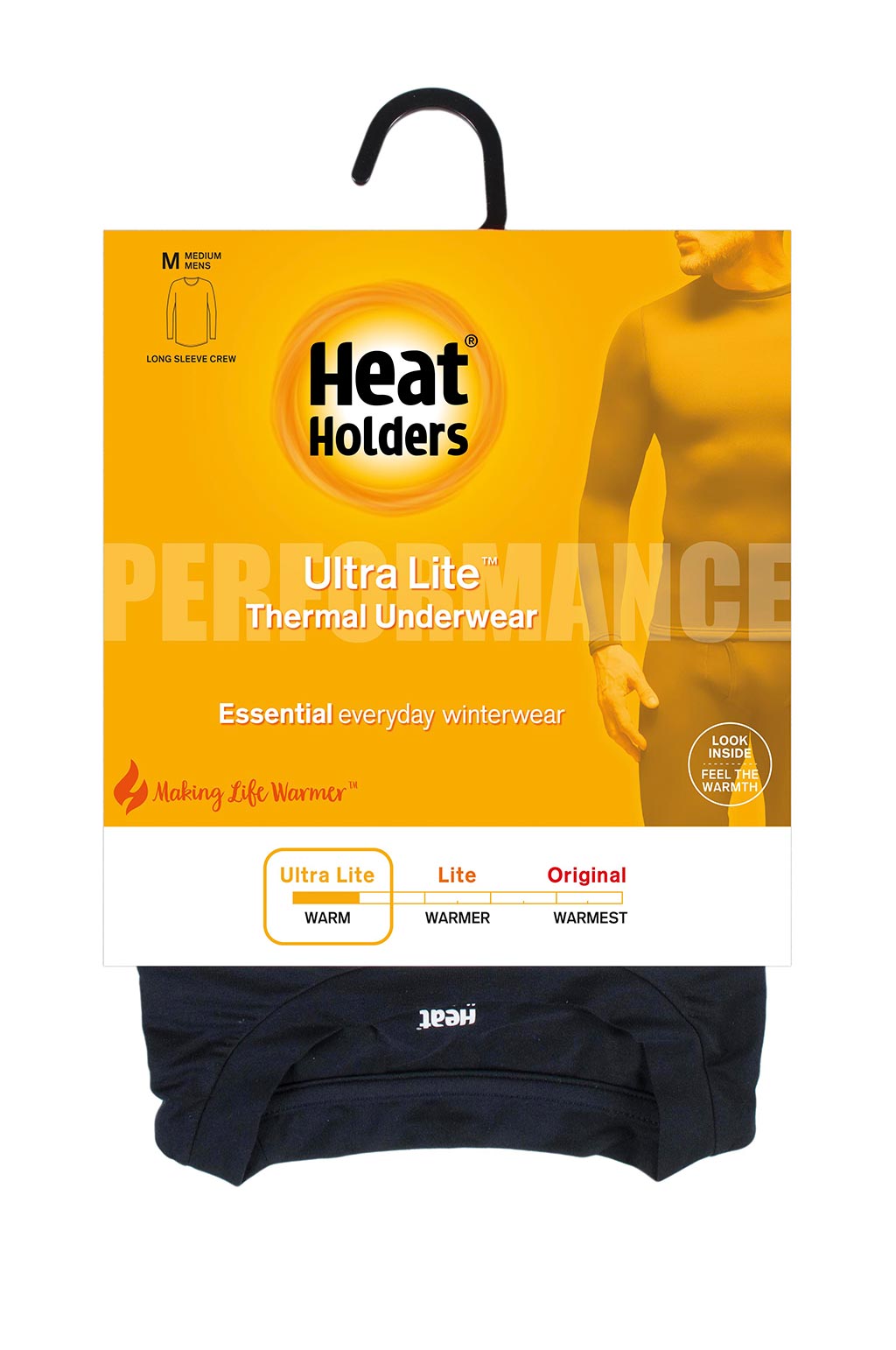 Mens Ultra Lite Thermal Underwear Top - Black – Heat Holders