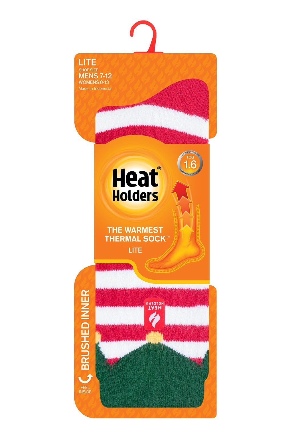 Christmas Elf Socks, Holiday Striped Crew Socks for Men and Women (Unisex, 2 Pairs)