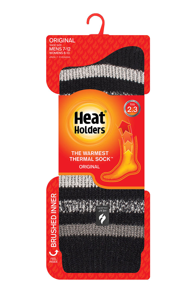 Heat Holders Brian Mens Original Stripe Crew Black - Pack