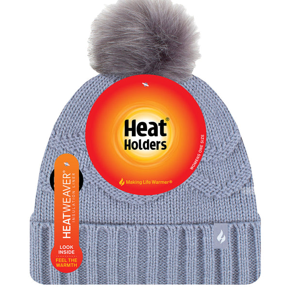 Womens Thermal Winter Bobble Hat with Pom Pom